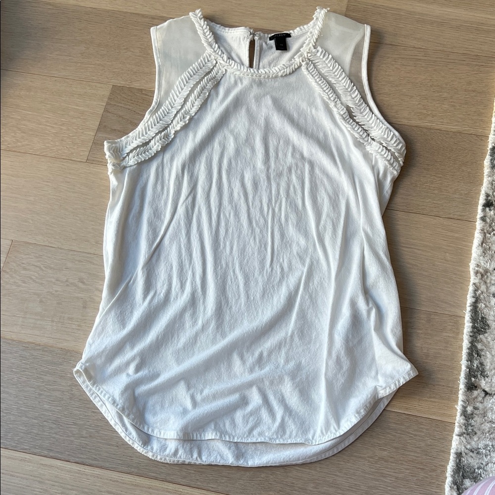 J. Crew White Textured Tank Top